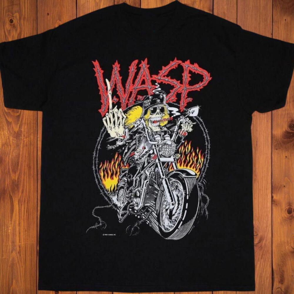 Wasp Skull Biker Motorcycle Flame Graphic T-Shirt Gildan Reprint